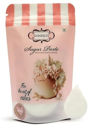 Confect White Fondant | Christmas Fondant | Chefs Choice Sugar Paste for Cake Decorating | Fondants For Cakes | White Fondant/Sugarpaste - 250 gms