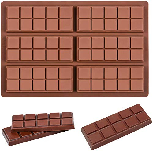 AVANA Stampo per cioccolato in silicone per 6 tavolette di cioccolato fai da te, senza BPA, antiaderente, stampo in silicone marrone (forma 2)