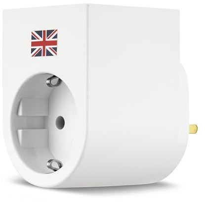 REV 0020440103 TRAVELER, reseadapter – resekontakt för användning av tyska kontakter i Storbritannien, vit
