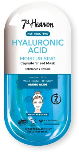 7th Heaven Hyaluronic Acid Nutriactive Moisturising Sheet Mask Enriched with Amino Acids to Rebalance and Restore Skin