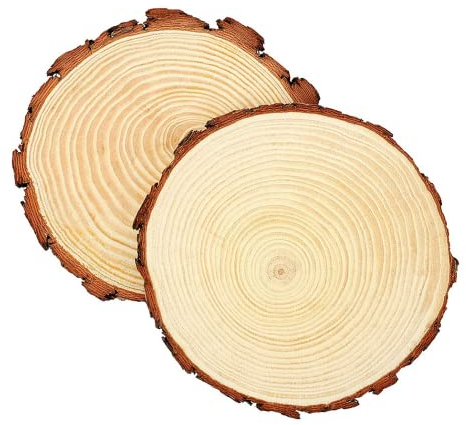 Holzscheiben, 2 Stücke Baumscheiben Tischdeko 20-22CM, Unvollendete Holzkreise, Holzscheiben Deko für Hochzeit, DIY, Basteln, Weihnachten Dekoration
