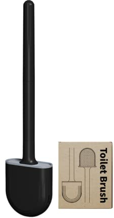 Scopino per WC in Silicone Standard | Spazzola Setole TPR Flessibili, Asciugatura rapida, Pulizia WC 360º | incl. supporto Portascopino Antigoccia, montaggio a Parete Piedi