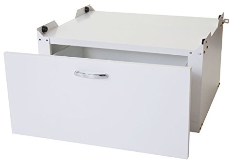 Mendler Mueble de lavadora HWC-E50AM, base elevadora de pedestal, cajón 33 x 61 x 62 cm blanco
