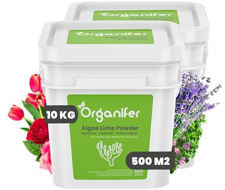 Algenkalk Pulver - 10 kg für 500 m2 - Reines Lithothamnium Calcareum - Ideal Für Buchsbäume Und Gartenpflege - Enthält Kalzium Und Magnesium - Organifer