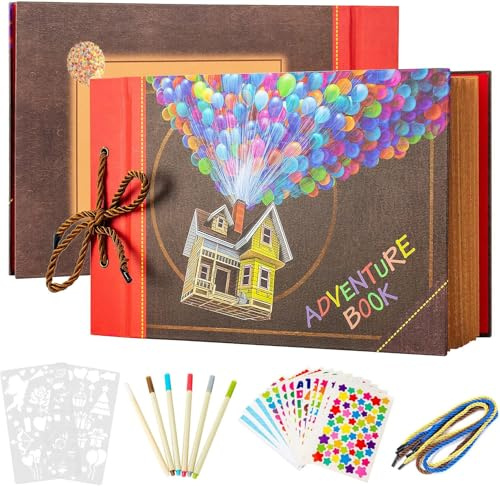 AIOR Fotoalbum zum Selbstgestalten, Adventure Book Fotoalben DIY Scrapbook Album, Fotobuch Album für Reise Gästebuch Hochzeit Geburtstag Jahrestag Weihnachten Geschenk Frauen (C)