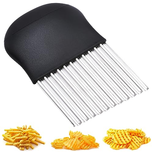 RZMZBY Vegetable Corrugated Knife, Corrugated French Fries Cutter Stainless Steel for Cutting Potatoes, Sweet Potatoes, Fruits and Vegetables