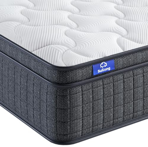 Suilong 4FT6 Double Mattress, 12 Inch Memory Foam Individually Spring Hybrid Mattress, Orthopedic Mattresses for Back Pain Relief, Edge Support, Medium Feel (4ft6 by 6ft3, 135 x 190 x 30cm)