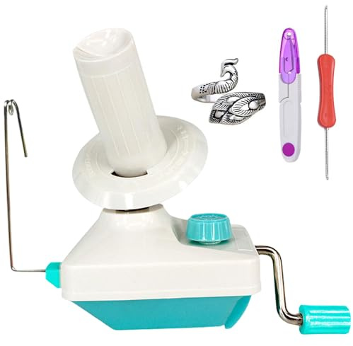 RRigo Kugelwickler, grüner Garnstrickwebstuhl Häkeln Swift Garn Faser Schnur Kugel Wolle Wickler DIY Tool Kit, 1PCS verstellbare Strickschlaufe Häkeln + 1PCS Häkeln + 1PCS Schere
