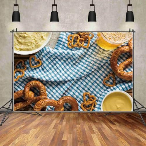 Toile de Fond du Festival de la bière Fond de Photo à chèque Bleu pour Les Jours importantsFond de fête personnalisé de décoration de fête de Coeur en Verre pour Le Festival