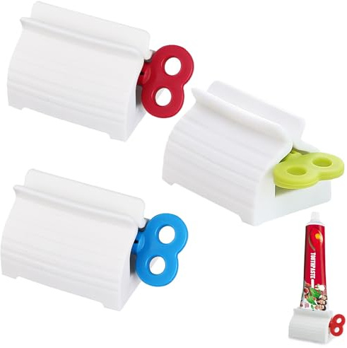 3 Piezas Exprimidor de Tubos, Exprimidor de Pasta de Dientes de Plástico, Exprimidor de Pasta de Dientes, Dispensador de Pasta de Dientes Giratorio, para Baño, Hogar, Hostelería (Azul, Rojo, Verde)