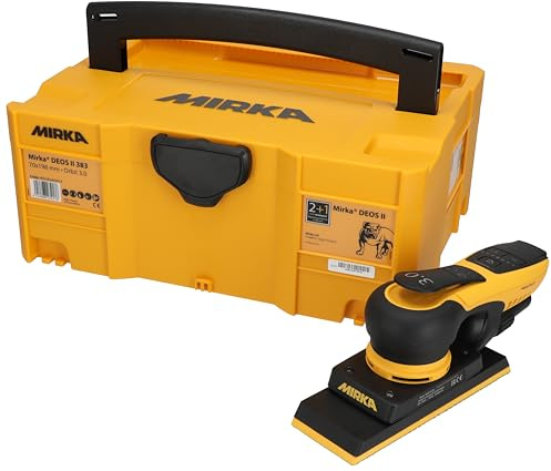 Mirka DEOS II 383 Ponceuse vibrante en coffret 70x198mm 300 W Ponceuse à faibles vibrations pour un ponçage sans poussière du bois, de la construction sèche et du métal avec abrasif auto-agrippant
