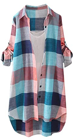 Spitzenbluse Damen Weiß Grosse Grössen Hawaii Hemd Shirt Oversize Damen Long Shirts Oversize Streifenbluse Leinenbluse Shirt Mit Gummizug Am Saum Damen Button Down Bluse Holzfällerhemd(2-Red,4XL)
