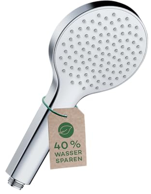 KLUDI-X3 Douchette universale 1 jet, anti calcaire facile à nettoyer, douchette économisant l'eau en option (standard 15l/min, option 9 l/min), douchette à main (Ø11,7 cm), chromé