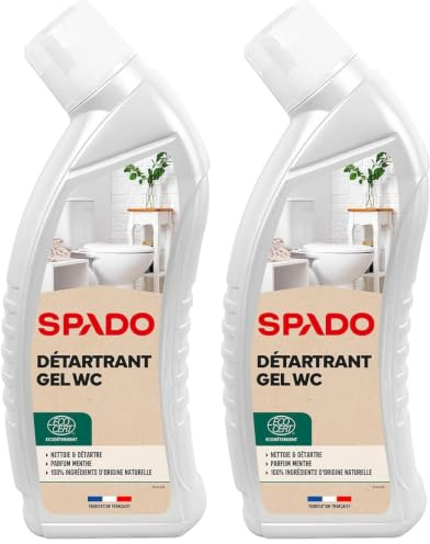 SPADO - Gel WC détartrant biologique - Nettoie, détartre, désodorise - 99% d'ingrédients d'origine naturelle - Compatible fosses septiques - 750 ML - Fabriqué en France (Lot de 2)