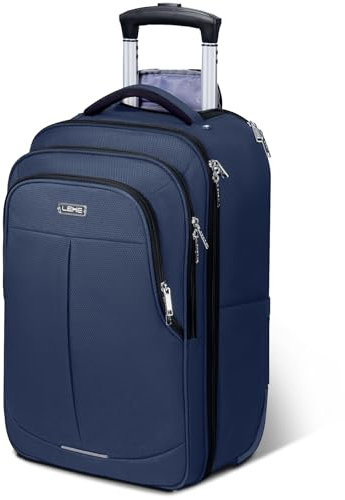 Lekeinchi Laptoptasche mit Rollen, Softside-Handgepäck, Rollaktentasche für Damen, Laptop-Trolley mit 2 abnehmbaren Rädern, Blau, 18 Zoll, blau, 45,7 cm, Laptoptasche zum Rollen