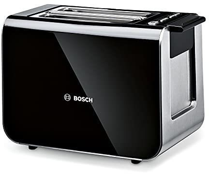 Bosch Styline Compact TAT8613NGB 2 Slot Stainless Steel Toaster with 9 browning levels including defrost and reheat - Black