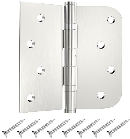 Door Hinges, 4'' X 4'' X 2.5'' Hinge for Exterior and Interior Door, Silver Door Hinges with Half Rounded & Half Square Corners, Heavy Duty Door Hardware for Bedroom, Studio & Garage - 3 Pack
