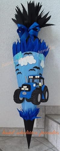 Schultüten Bastelset Traktor hellblau-blau MaterialType 3D Wellpappe-Rohling