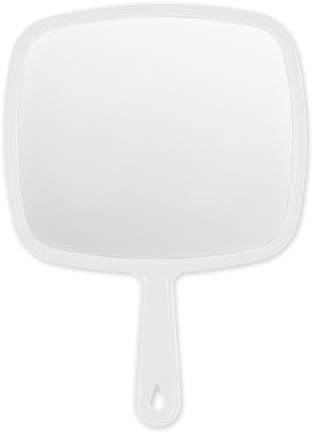 PROTECLE Extra großer Handspiegel, Friseur-Handspiegel mit Griff (quadratisch, weiß, 31,5 x 22,9 cm)