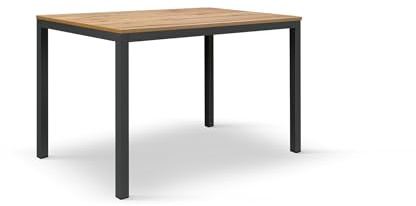 PAZZO DESIGN Tavolo fisso Alessio, Rovere Rustico, Gambe Nere, Cucina, Soggiorno, Scrivania, Made in Italy, 110x68x75 cm - id_2099