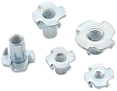 T Nuts，Threaded Inserts， 10pcs Thickened Hanger Bolt M4 M5 M6 M8 M10M12 Blind Pronged Insert for Wood Furniture Height 8-17mm(M5x10mm)
