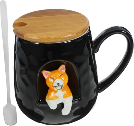 CONGARTENO Taza De Cerámica Para Infusiones Con Tapa y Cuchara Para Perro y Hogar