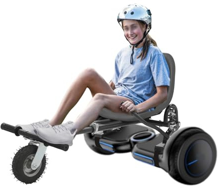 Hoverboard Seat Attachment, Hoverboard Go Kart with Doual Pole Rear Shock Absorption, Adjustable Frame Length and Handlebar Control Buggy Attachment, Suitable for 6.5 8 10 Balancing Scooter (Black)