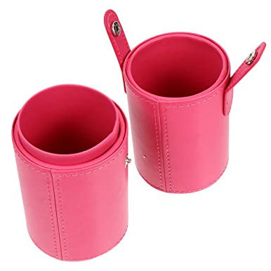 CALLARON Makeup Brush Storage Bucket Pu Leather Small Size Dustproof Lid Cosmetic Brush Holder Portable Makeup Storage Box for Vanity and Travel
