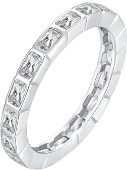Tolldek 18K 750 Weißgold Diamantring, Moissanit Klassiker Verlobungsring Rechteckschliff, Au750 Gold Trauringe Echter Schmuck, 62 (19.7)