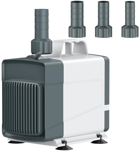 Pawfly 1060 GPH Fountain Pump, 85 W Submersible Water Pump with 14.8 ft. High Lift and 3 Nozzles, Quiet Water Fountain Pump for Aquarium Fish Tank Waterfall Pond & Hydroponics