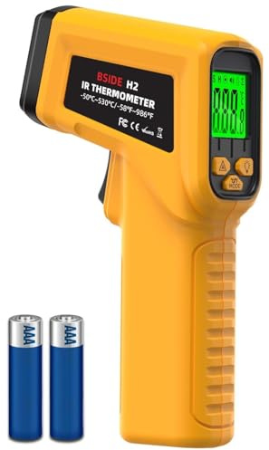 SHRGOMPIT Thermomètre infrarouge numérique H2-58℉~986℉(-50℃~530℃) Pistolet de température laser sans contact 12:1 avec émissivité réglable for la cuisson au four à pizza automobile
