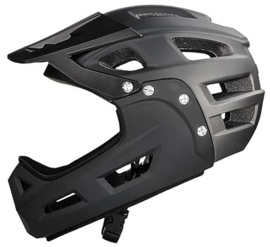 F Fityle Casque de vélo intégral Confortable, ventilé, réglable, pour l'escalade, Le Skateboard, avec visière de Protection Solaire, Gris-Noir