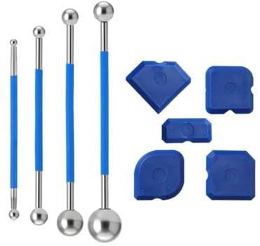 JUKOTA 9 Pièce Lisseur Joint Silicone,Kit de Outil Calfeutrage Silicone avec 5 Formes Différentes,Spatule Joint Silicone, pour Enlever le Silicone pour Salle de Bain, Balcon, Cuisine