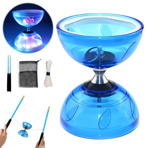 LED Diabolo con rodamiento de bolas, Diabolo de 4,5 mm con rodamiento de bolas, triple rodamiento, set de juguete de malabarismo con bolas de malabarismo, bolas de malabarismo para niños principiantes