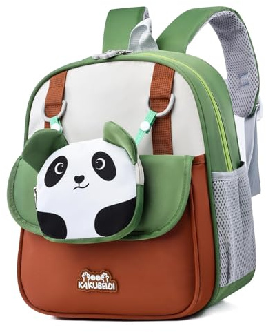 PROTAURI Sac a Dos Enfant Filles Garçons, Sac a Dos Maternelle avec Sangle Thoracique et Porte-monnaie, Cartable Maternelle au Dessin Animé Animal Mini, Hydrofuge et Léger, 2-6 Ans, 8L, Design Panda