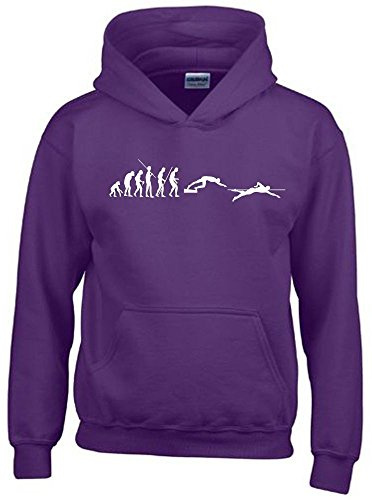 Coole-Fun-T-Shirts Schwimmen Evolution Kinder Sweatshirt mit Kapuze Hoodie Kids Gr.128-164 cm