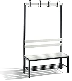 C + P Möbelsysteme C+P | Garderobenbank Basic | einseitig | Kunststoffleisten | Länge 1000 mm | lichtgrau | Schuhrost