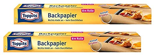 Toppits Backpapier 8m Rolle 38cm breit Antihaft-StStruktur (2er Pack)