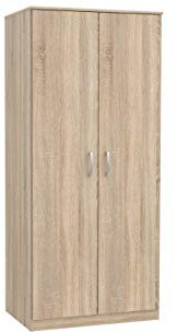Kleiderschrank NIKO NIKS80, Schrank, 2 Türiger Drehtürenschrak, Universalschrank mit Kleiderstange und 1 Einlegeboden (Sonoma Eiche)