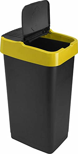 Sterling Ventures Heidrun 60L Plastic Indoor Recycling Bin with Double Swing Lid Top Colour Coded (Yellow)