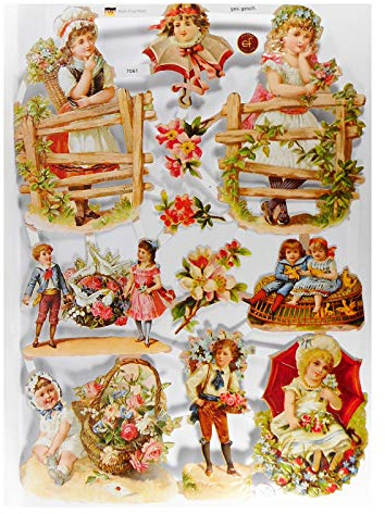 Glanzbilder EF 7061 Kinder Junge Mädchen Taube Blume Liebe Posiebilder Deko GWI 677