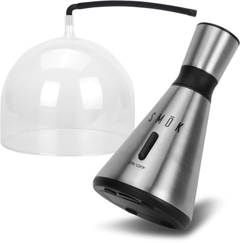Modern Home SMŌK Food and Drink Smoke Infuser w/Clear Dome Enclosure, Hickory/Applewood Smoking Chips Infusion Tool