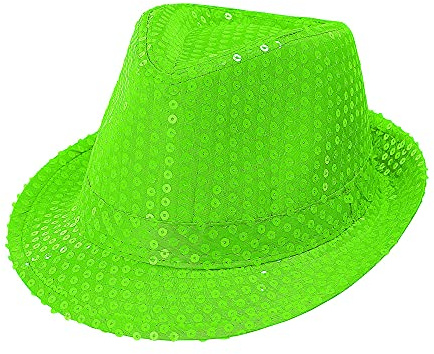 W WIDMANN MILANO Party Fashion - Fedora Hut, neon, 80er Jahre, Accessoire für Fasching
