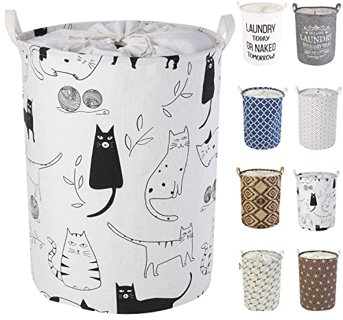 LessMo 17,7 con Coulisse Portabiancheria Bagagli Sorter, Pieghevole Pop-Up Lavanderia Cesti, Impermeabile Rotonda Cotone Lino