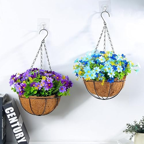 Wankd Blumenampel Kokos,Blumenampel 2 Körbe, Kokos, Große Liter Volumen, mit Kette, 10inch Durchmesser als Hängeampel, braun