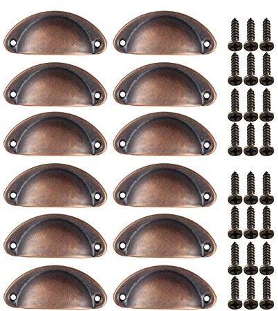 maDDma 12 Muschelgriffe inkl. Schrauben 81x35mm Schubladengriff Möbelgriff Farbwahl