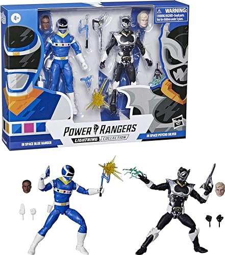 Power Rangers Lightning Collection In Space Blue Ranger Vs Silver Psycho Ranger 2-Pack 15cm Action Figure Toys