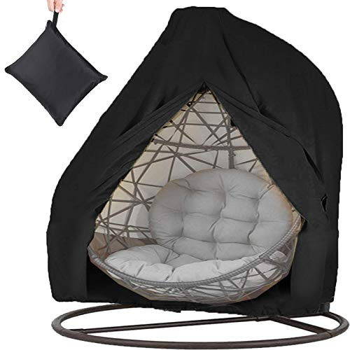 AUPERTO Eierstuhl-Abdeckung für Doppelterrasse, 230 x 220 cm, wasserdicht, Staubschutz, 420D-Oxford-Gewebe, reiß- und windbeständig, mit Reißverschluss und Kordelzügen