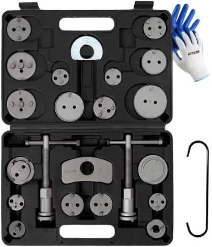 ATPEAM 24 Pezzi Set Universale per Arretratore Pistoncini Freni, Ripristino Pistone Freno a Disco, Attrezzo Professionale per la Sostituzione delle Pastiglie dei Freni