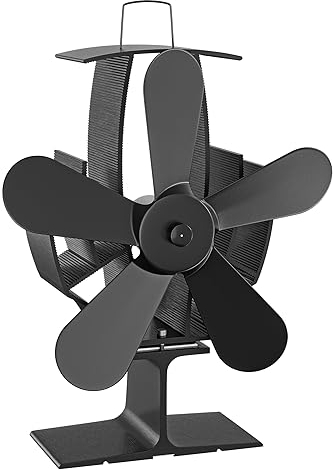 Wiltec Ventilatore per stufa a legna camino, Ventola con 5 pale, 70-350 °C, funzionamento senza elettricità
